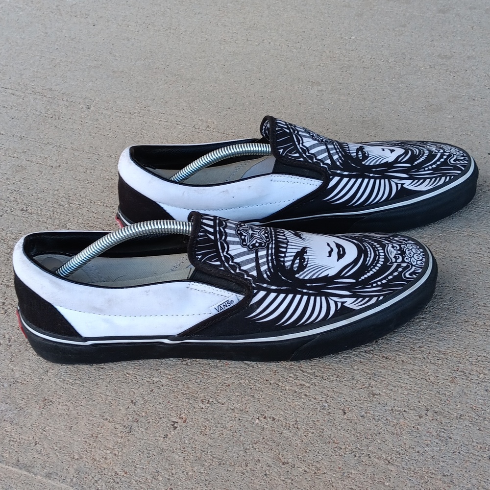 Vans Rare Slip On Sneakers Print Canvas Shoes Mens Size 13 - Picture 2 of 9